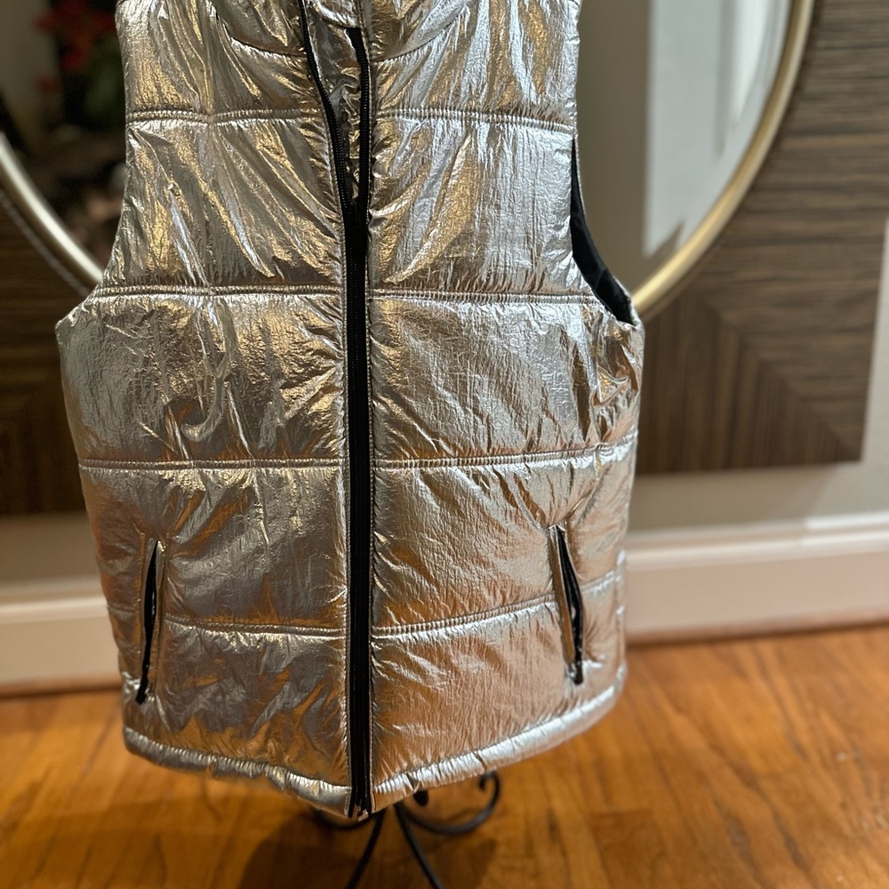 Shiny Silver Puffer Vest
